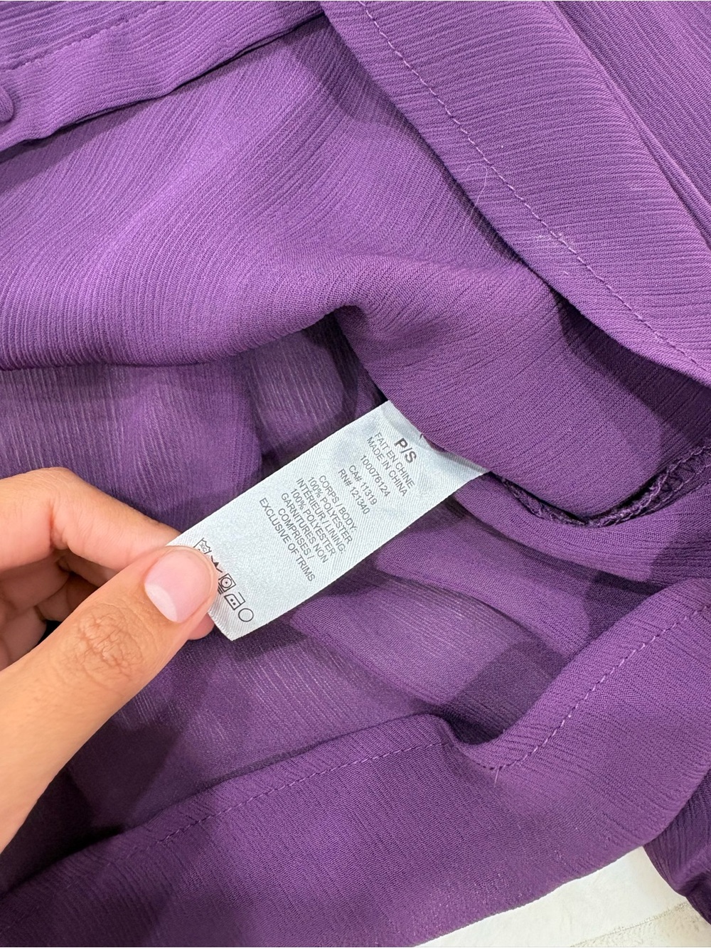 Dynamite Violet Ruffle-Neck Button Front Blouse - Picture 3 of 4
